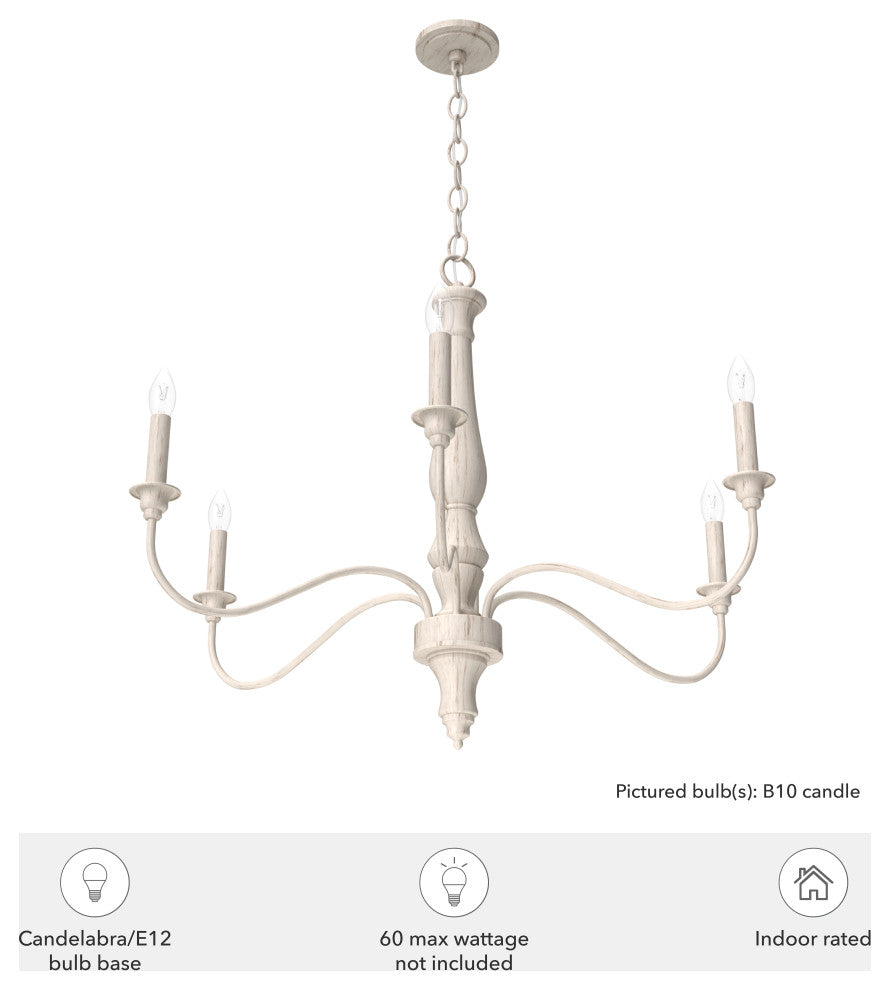 Teren Distressed White 6 Light Chandelier Ceiling Light Fixture
