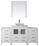 Virtu Dior 66" Single Bathroom Vanity, White With White Top, Faucet and Mirror