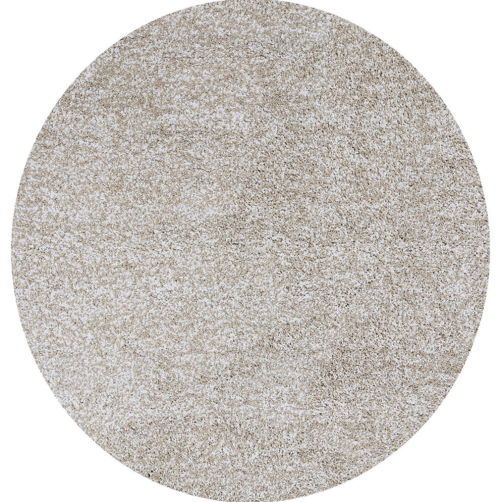8' Round  Polyester Ivory  Heather Area Rug