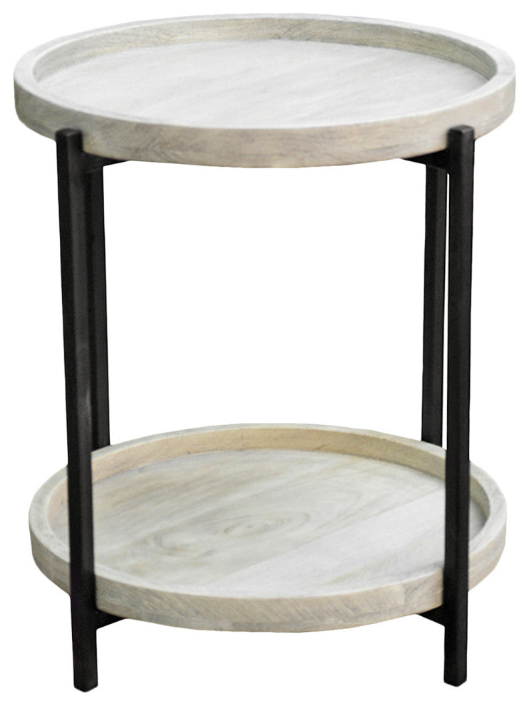 Zuri Bleached Wood and Iron Side Table