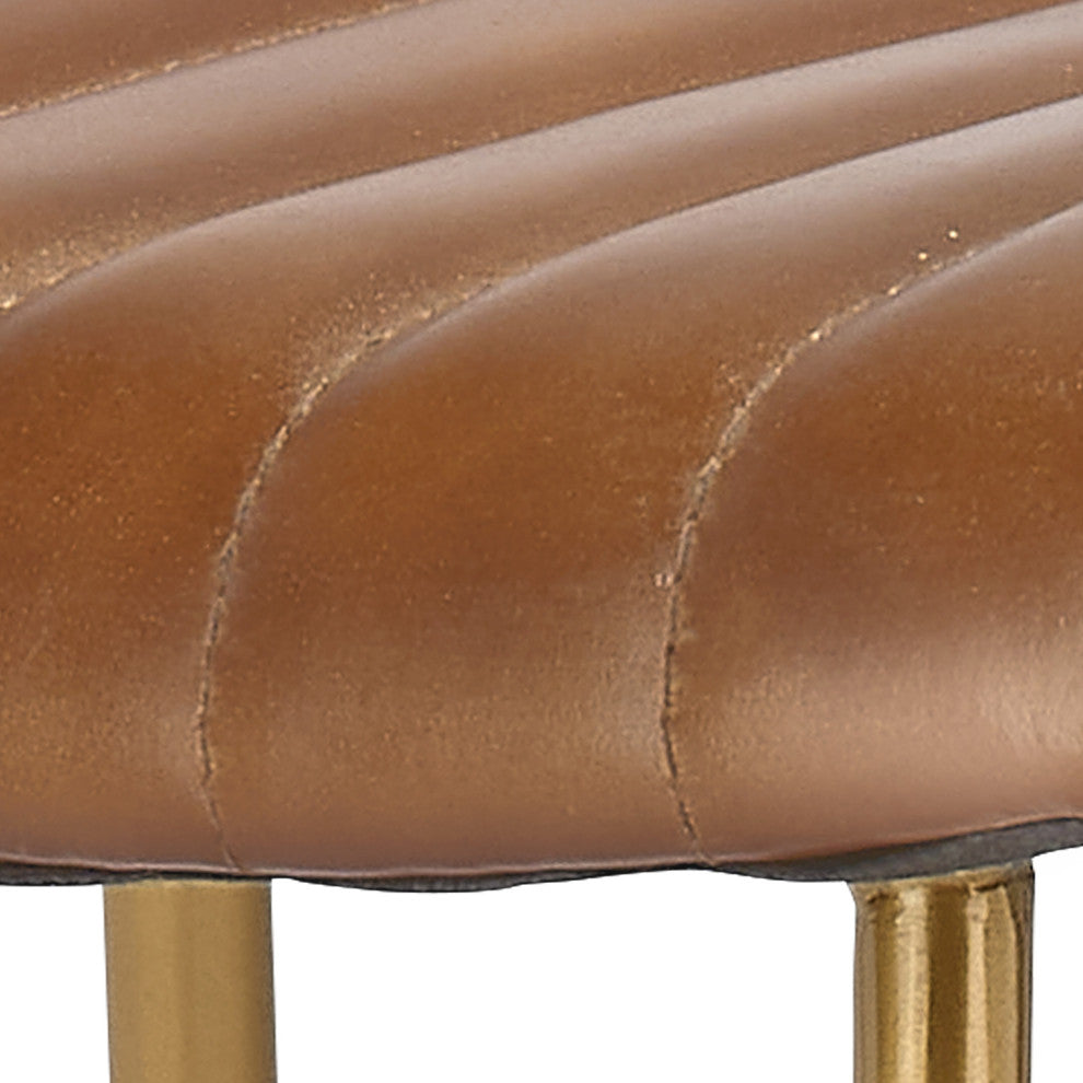 Theo Leather Counter Stool, Brown