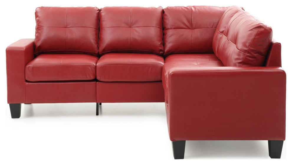 Kidd Sectional, Red Faux Leather