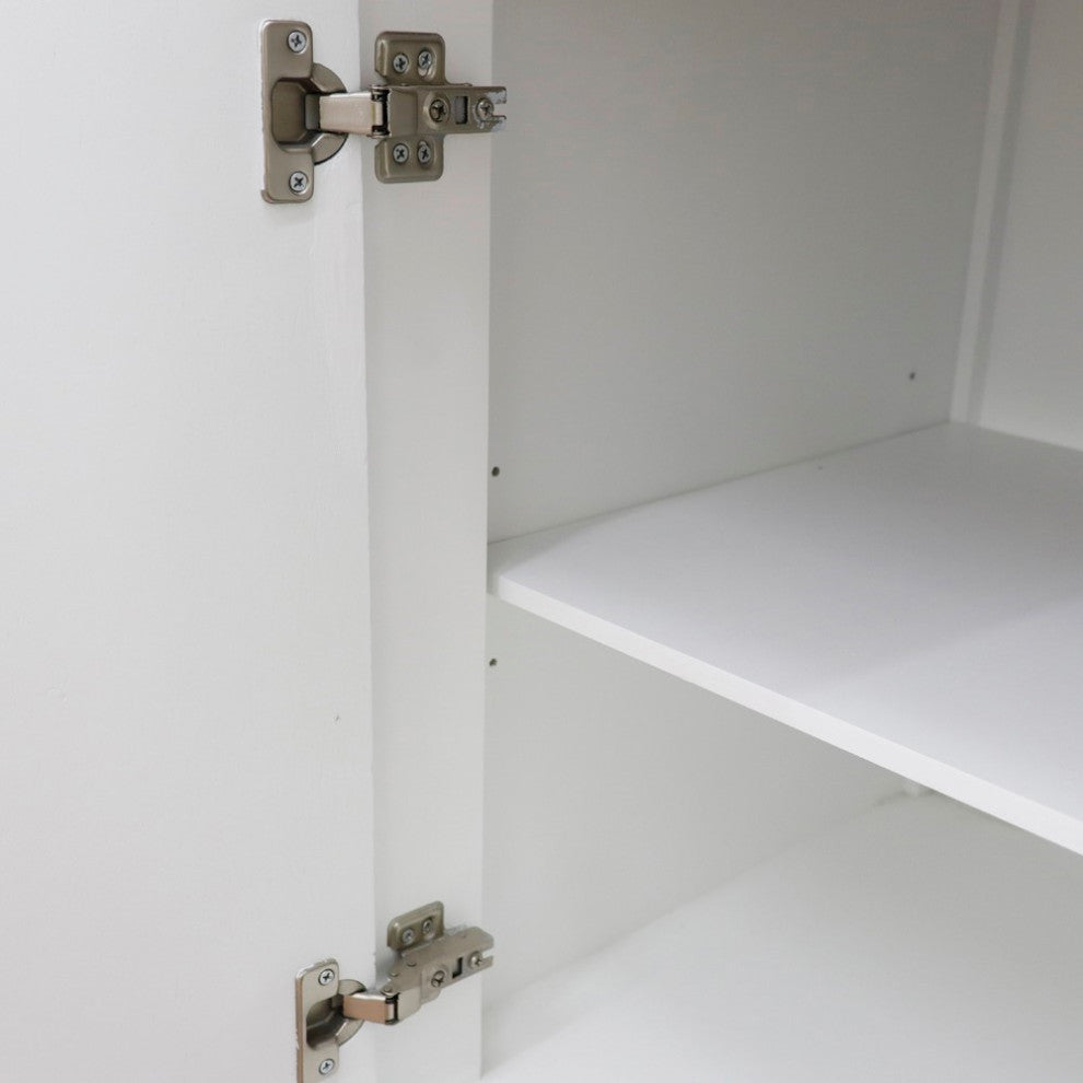 37" Single Sink Vanity, White Finish With White Carrara Marble