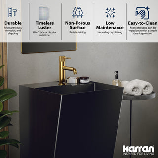 Karran Cinox Stainless Steel Rectangular Pedestal Sink, Gunmetal Grey