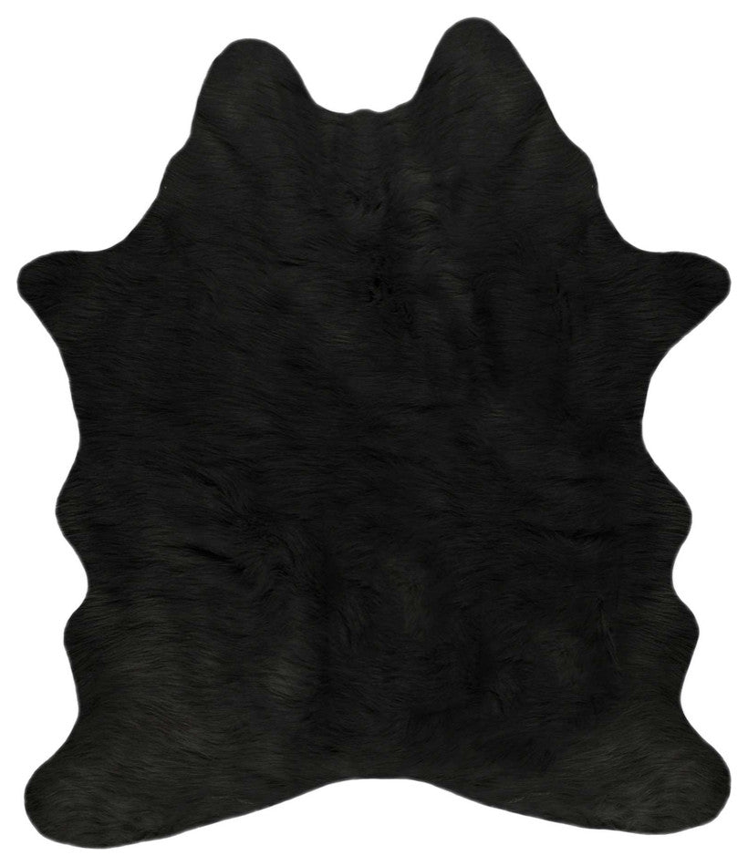 5' x 7' Black Faux Cowhide Area Rug