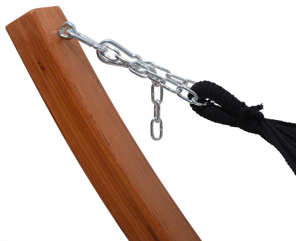 Outdoor Cedar Wood Hammock, Textilene Fabric, Black