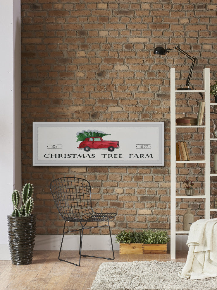 "Tree Farm Est 1977" Framed Painting Print, 30x10