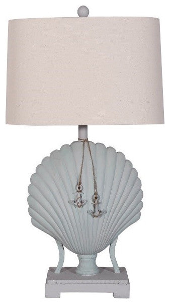Set of 2 Pale Blue Sea Shell Table Lamps