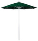 7.5' Silver Push Lift Aluminum Umbrella, Sunbrella, Forest Green