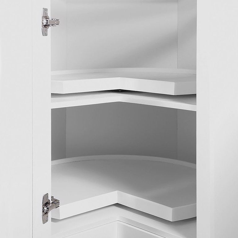 Traditional Corner Pantry Cabinet, Paneled Doors With Ample Storage Space, White