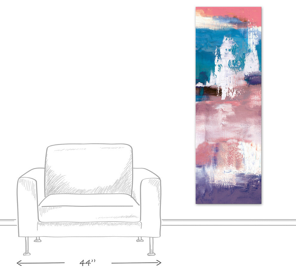 Teal and Pink Brush Strokes 20x60 Canvas Wall Art