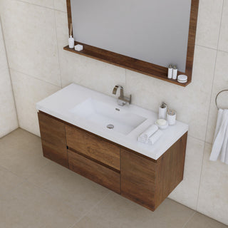 Paterno 48" Wall Mounted Bathroom Vanity, Rosewood