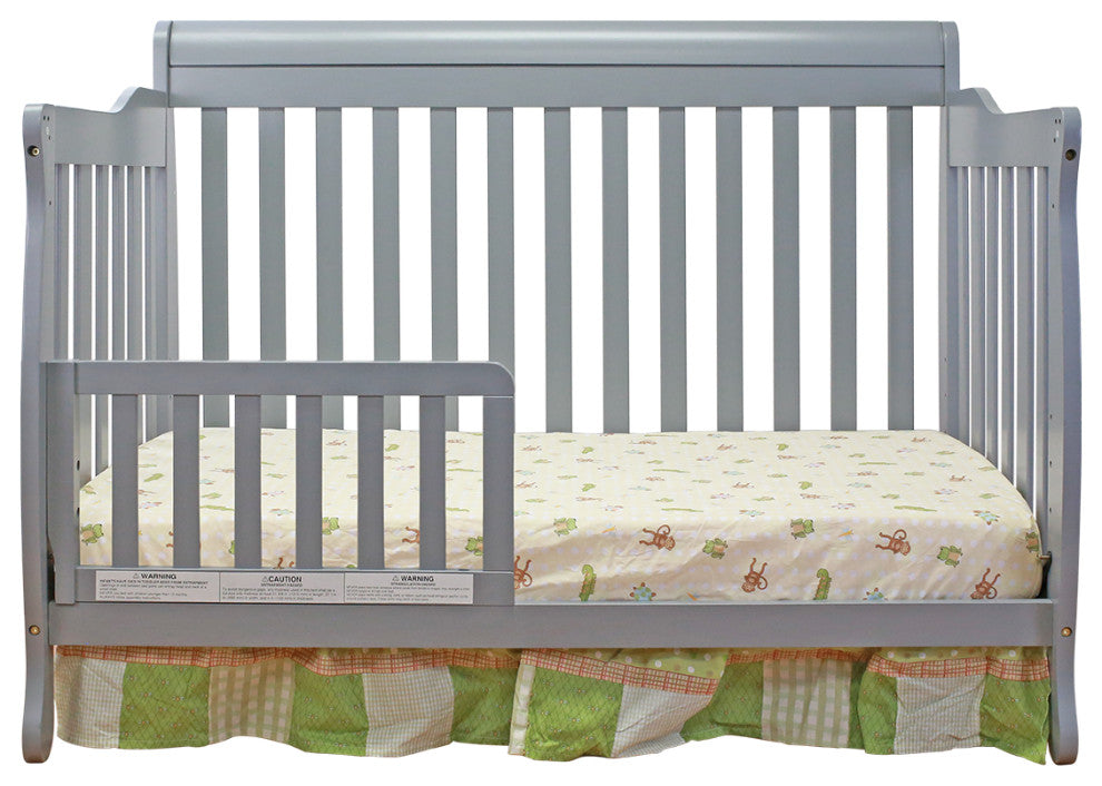 Baby Mile Eve 4-in-1 Convertible Crib With Guardrail, Gray