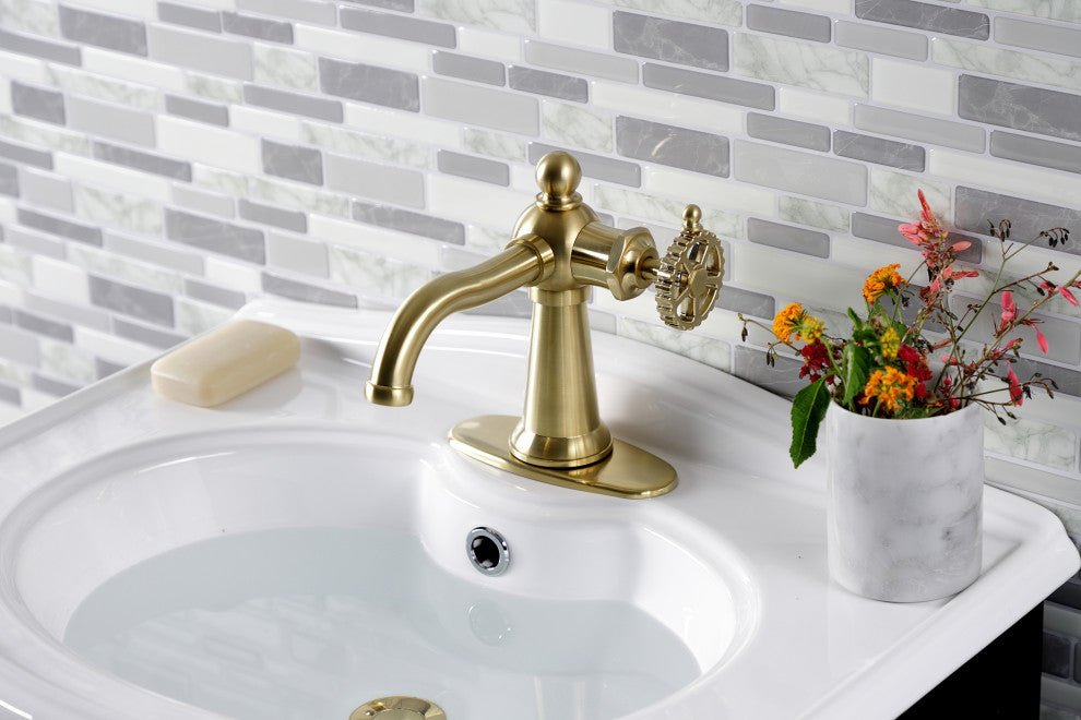 Kingston Brass KSD3547CG Single-Handle Bathroom Faucet, Push Pop-Up