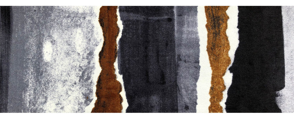 2' x 6' Gray and Brown Abstract Southwest Washable Runner Rug