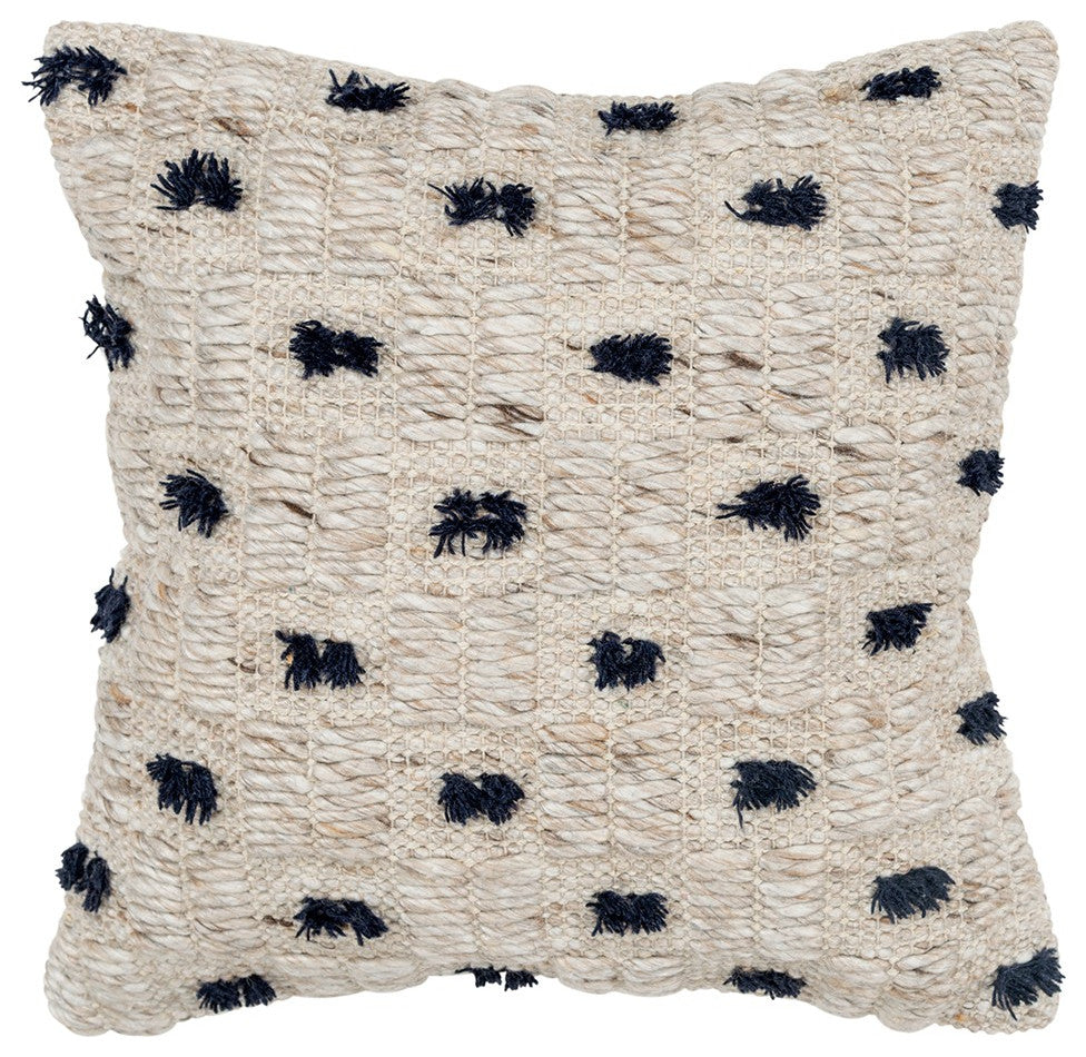 Black Cream Tufted Modern Throw Pillow