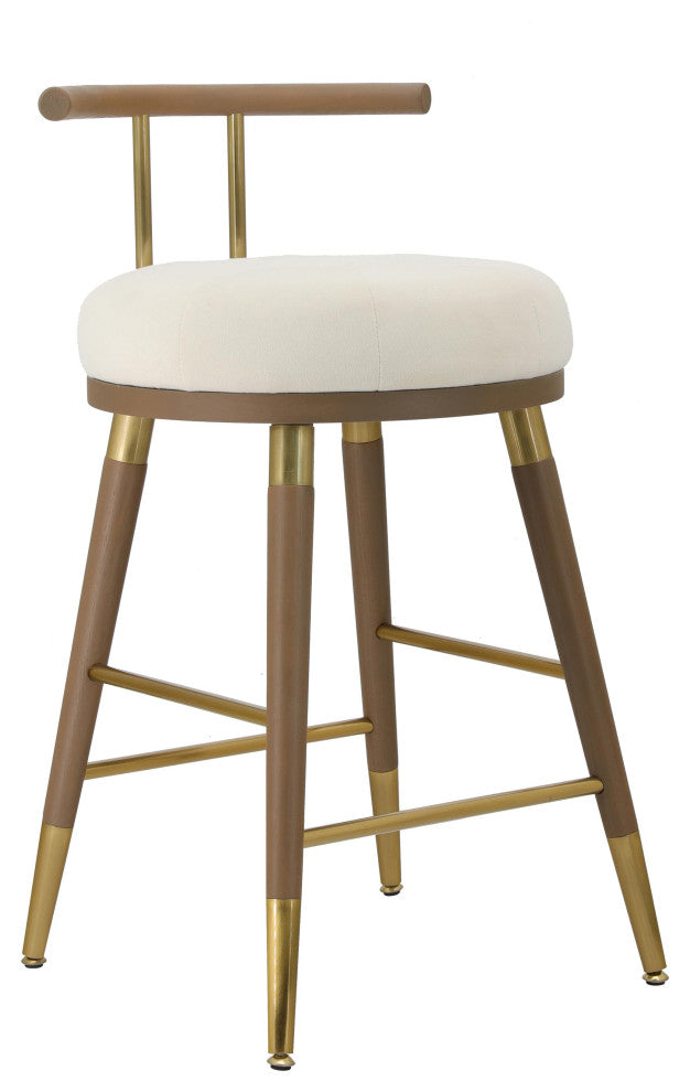 Juniper Upholstered Stools, Cream, Brown, Counter Stool