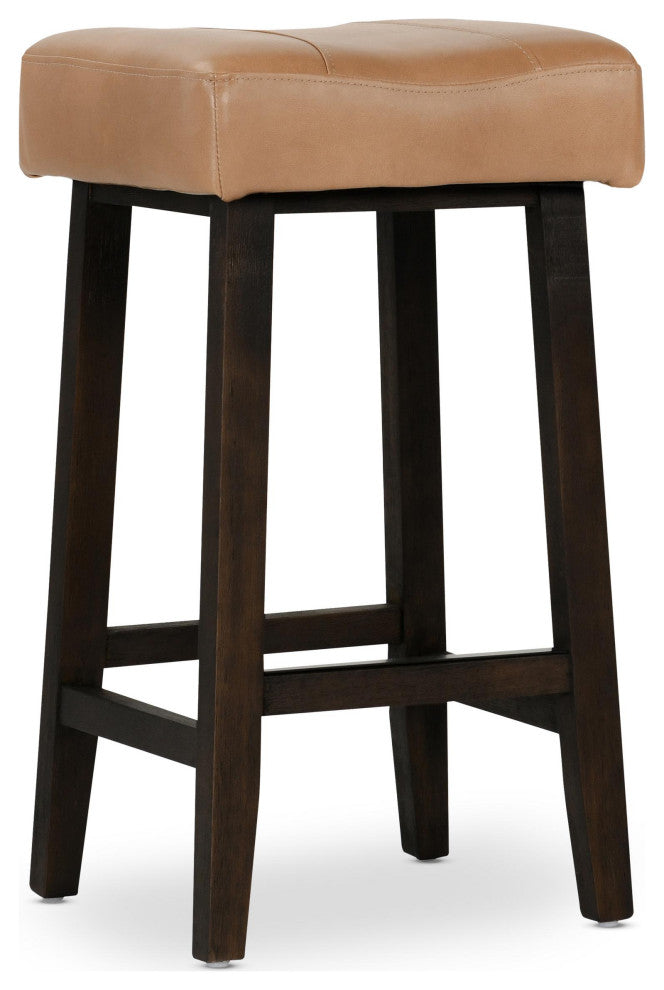 Laurie Backless Counterstool 26", Camel Beige, Dark Brown Legs