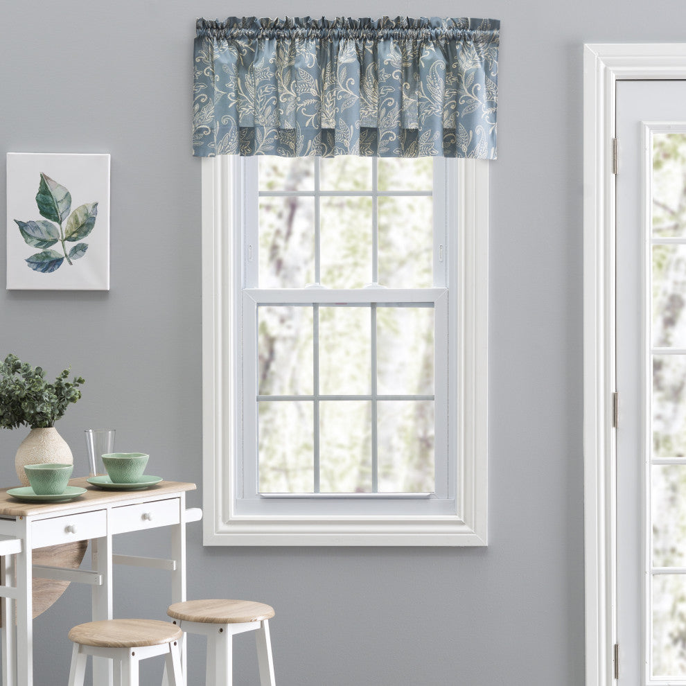 Lexington Leaf 58"x15" Tailored Valance, Blue