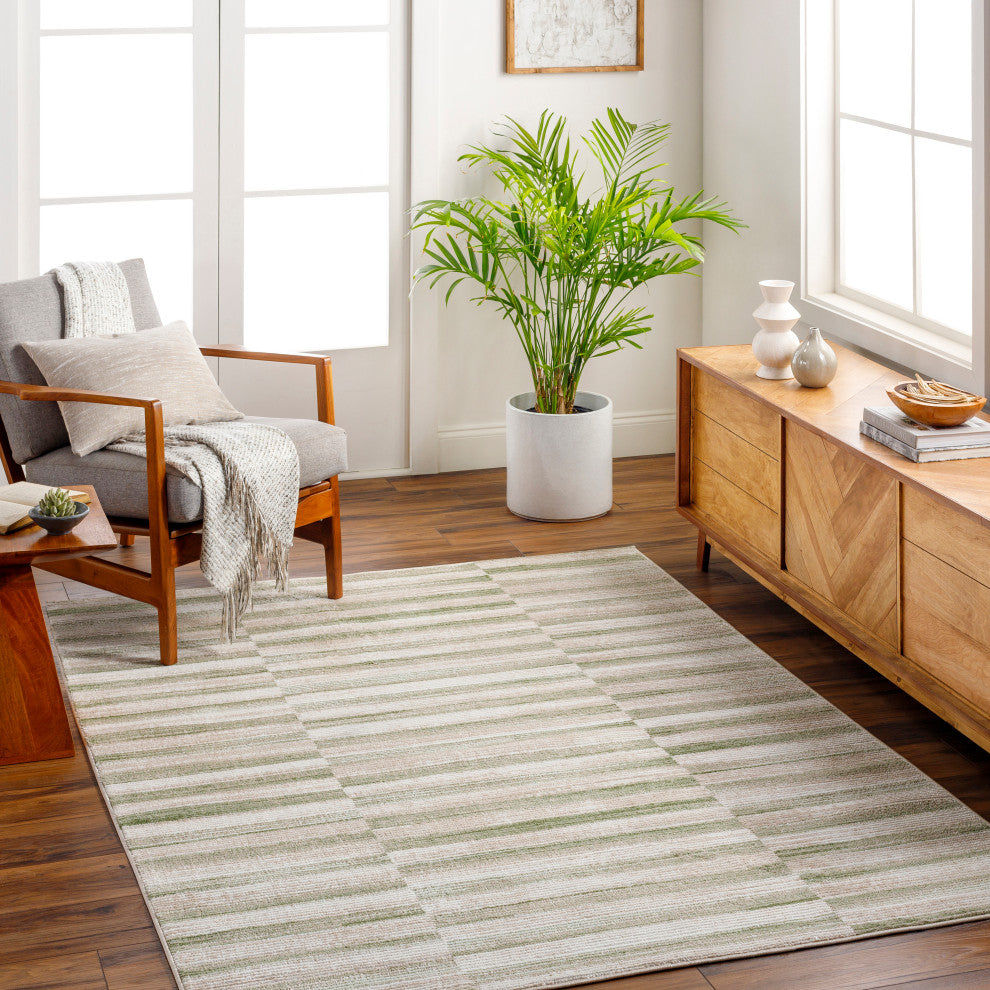 Surya San Francisco SFO-2320 Machine Woven Area Rug, Ivory, 5'3" x 7'