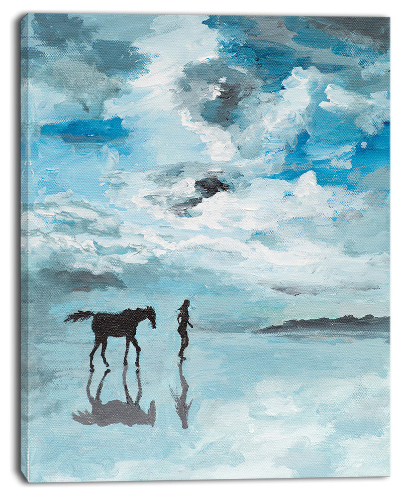 "Man and Horse Running on Water" Canvas Print