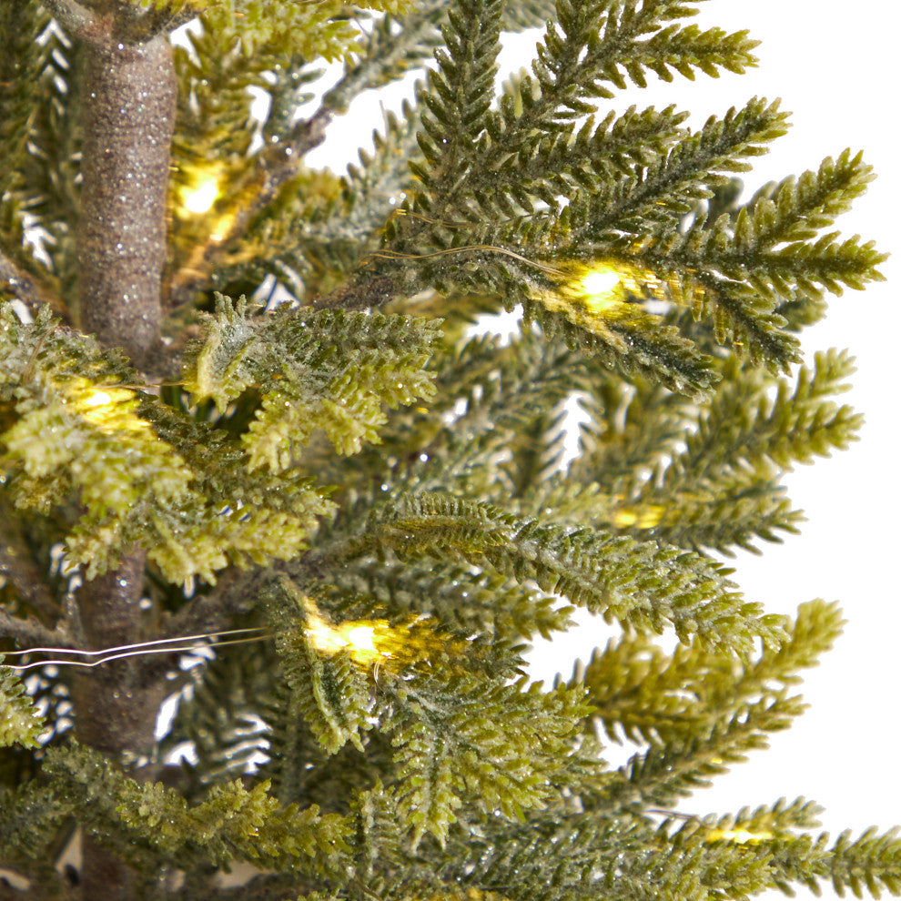 26" Pine Natural Look" Christmas Tree With 35 White Lights, Rustic Metal Planter