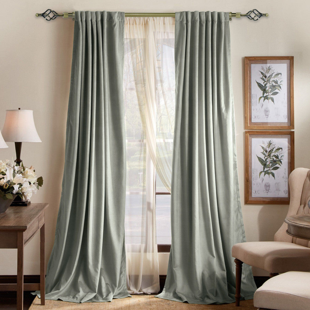 1" Birdcage Drapery Curtain Rod, Antique Brass, 84"-120"