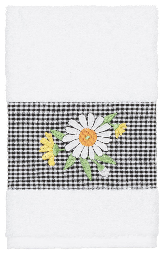Linum Home Textiles Turkish Cotton Daisy 3-Piece Embellished Towel Set, White
