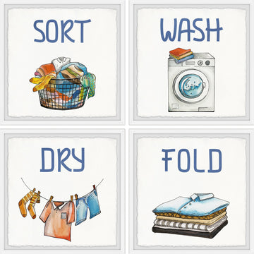 Perfect Laundry Quadriptych, 4-Piece Set, 12x12 Panels