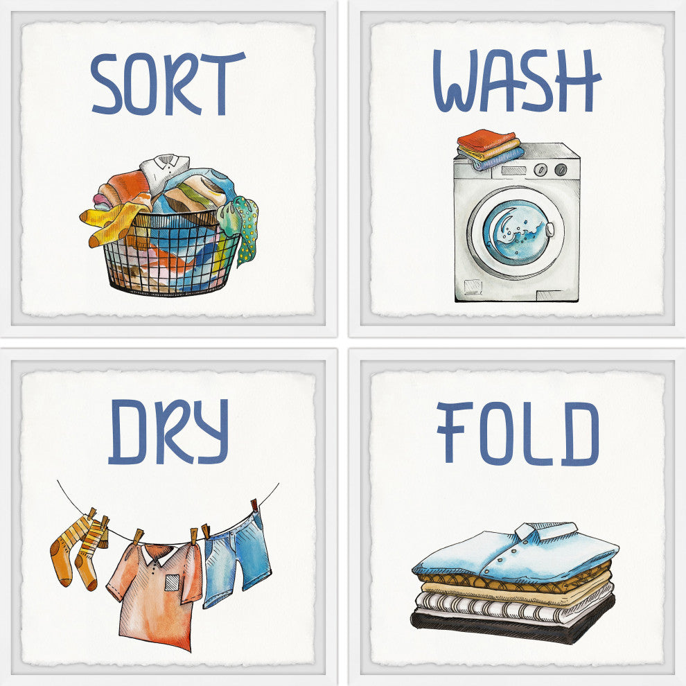 Perfect Laundry Quadriptych, 4-Piece Set, 12x12 Panels