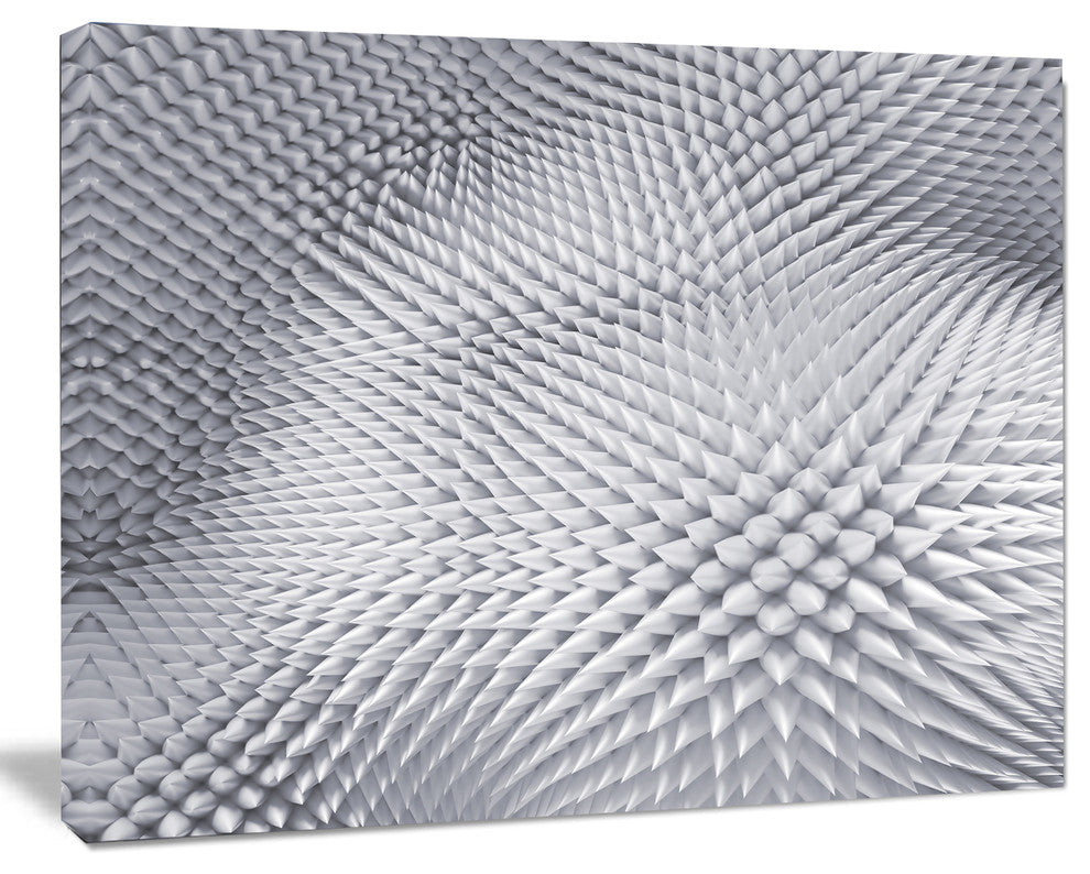 Small 3D White Prickly Design, Abstract Canvas Art Print, 20"x12"