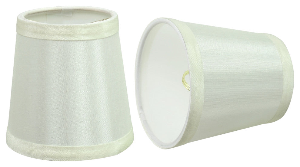 32712-2 Small Hardback Empire Chandelier Clip On Lamp Shade Off White 3"x4"x4"