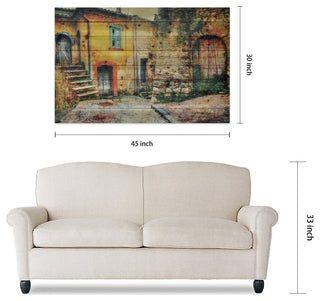 "Old Town" Wall Art Giclee Printed On Solid Fir Wood Planks