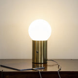 Brightech Kai LED Table Lamp with USB Port, Glass Globe Shade, Stunning Brass