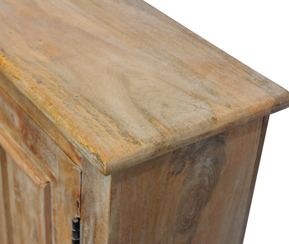 Bayside Jensen 4-Door Solid Wood Sideboard, Distressed Natural Finish