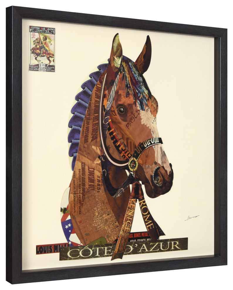 "Graceful Gallop" Dimensional Collage, Under Glass, A Shadow Box Frame