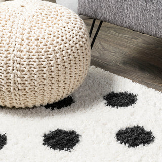 Pere Modern Charcoal Dot Shag, White/Black, 2x10