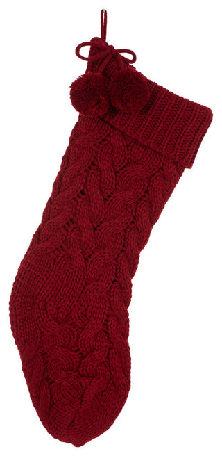 2-Piece Knitted Polyester Christmas Stocking and Tree Skirt, Red