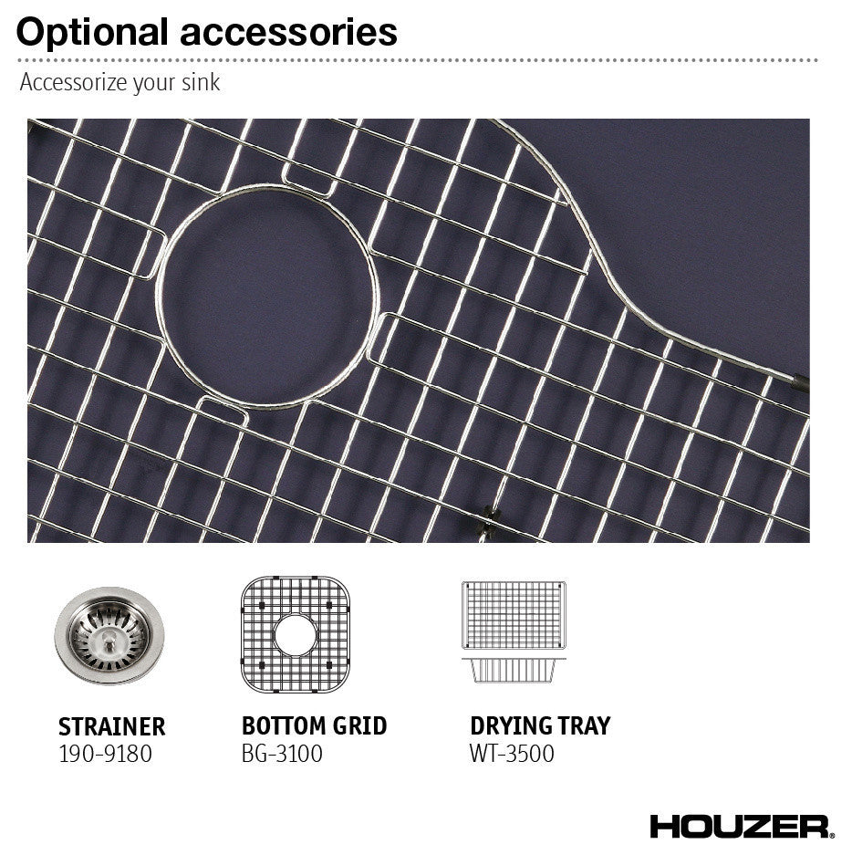 Houzer PCB-1750 Porcela 15-5/8" Undermount Single Basin Porcelain - Slate