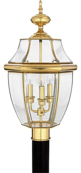 Newbury 3-Light Outdoor Lantern, Polished Brass