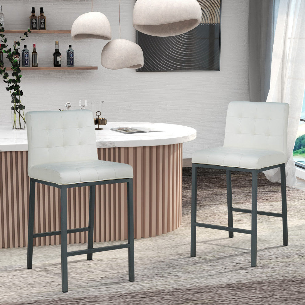 2-set Foam Modern Design Dining Chair, Metal Legs, White Pu
