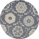 7" Round Gray Floral Trellis Area Rug