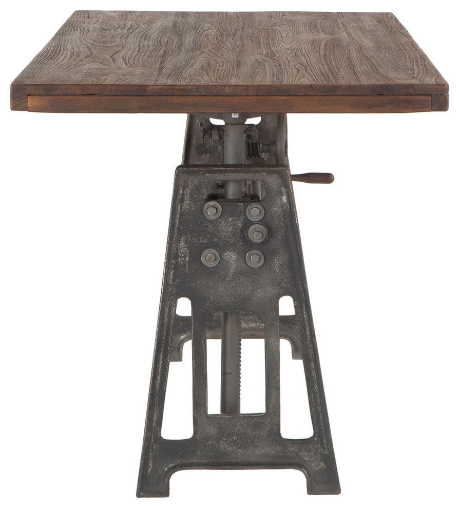 Artezia 60-Inch Reclaimed Teak Wood Desk with Adjustable Crank
