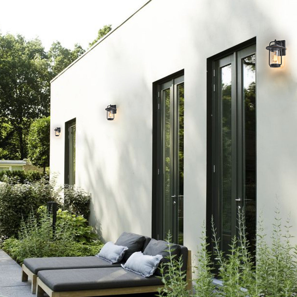 CHLOE Lighting Jeffrey Transitional 1-Light Textured Black Outdoor Wall Sconce