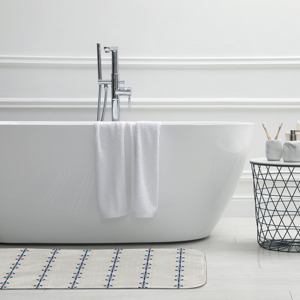 24" x 17" Jodhpur Stripe Bathmat, Dark Cobalt Blue