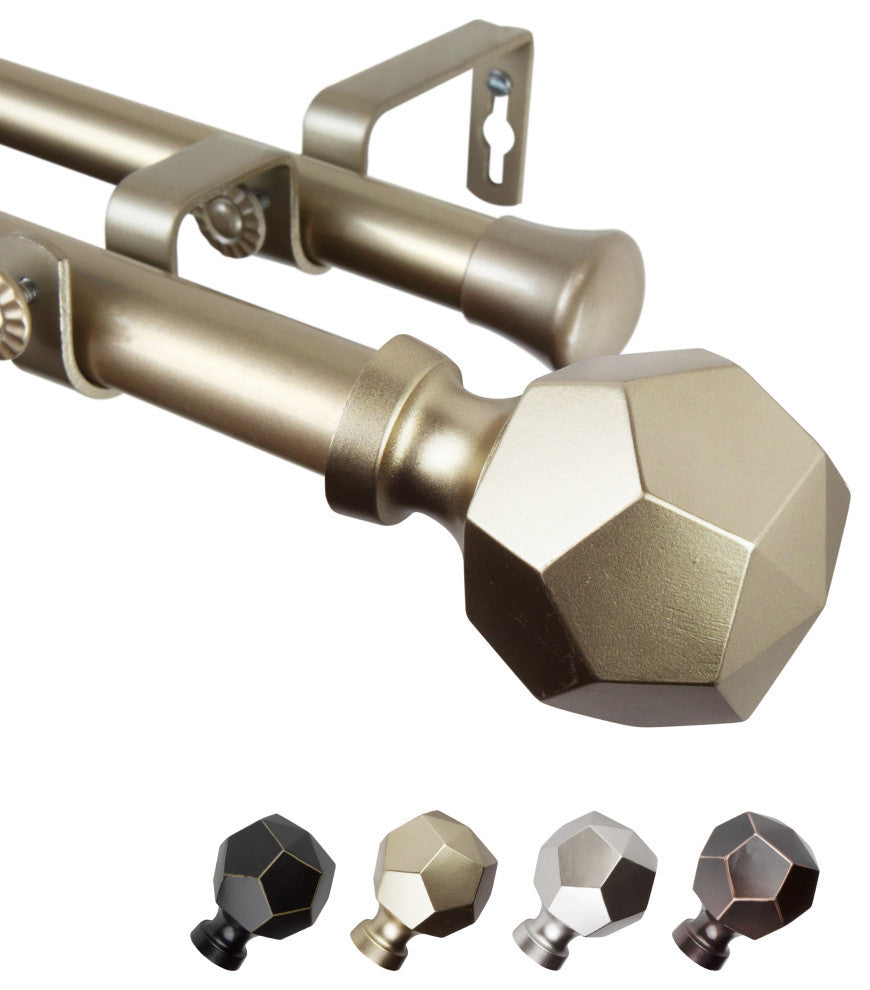 Theobald 1" Double Curtain Rod, Light Gold, 120-170"