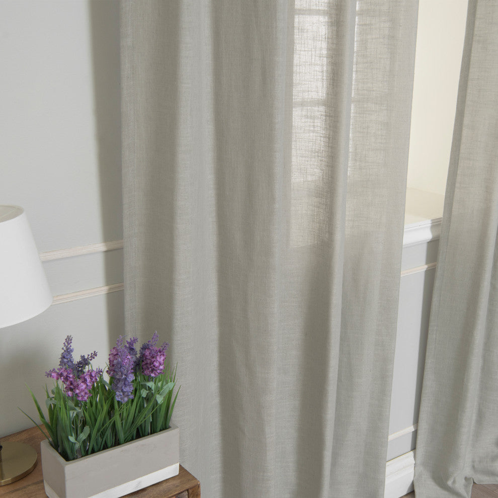 Faux Linen Blend Curtain Panel, Set of 2, Gray, 52"w X 96"l