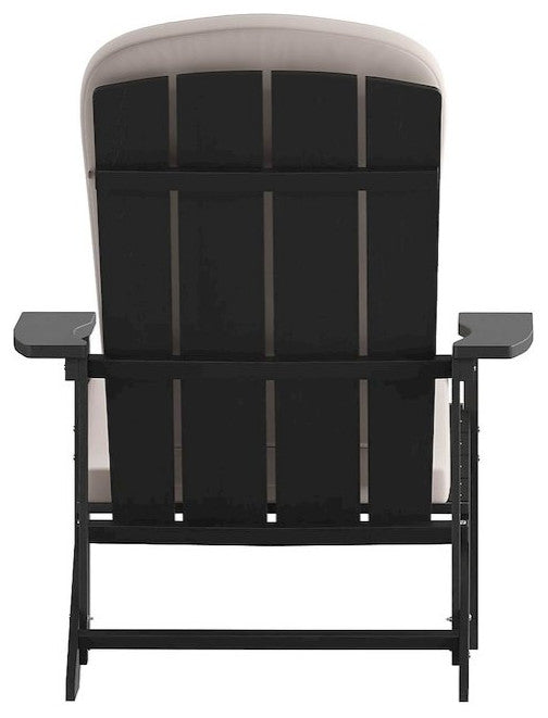 Set of 2 Adirondack Chairs in Slate Gray with Cream Cushions, Porch, and Patio