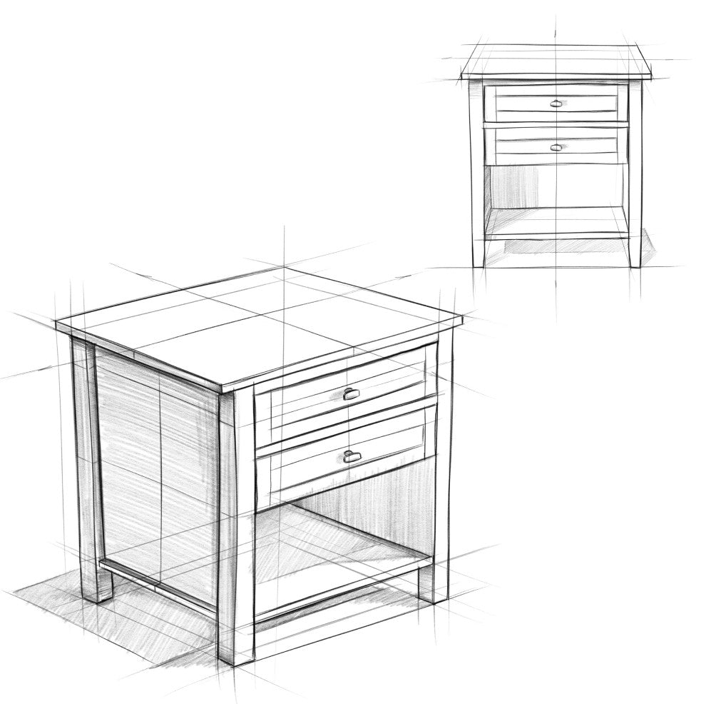 Warm Shaker Solid Wood Bedside Table, Fog Grey