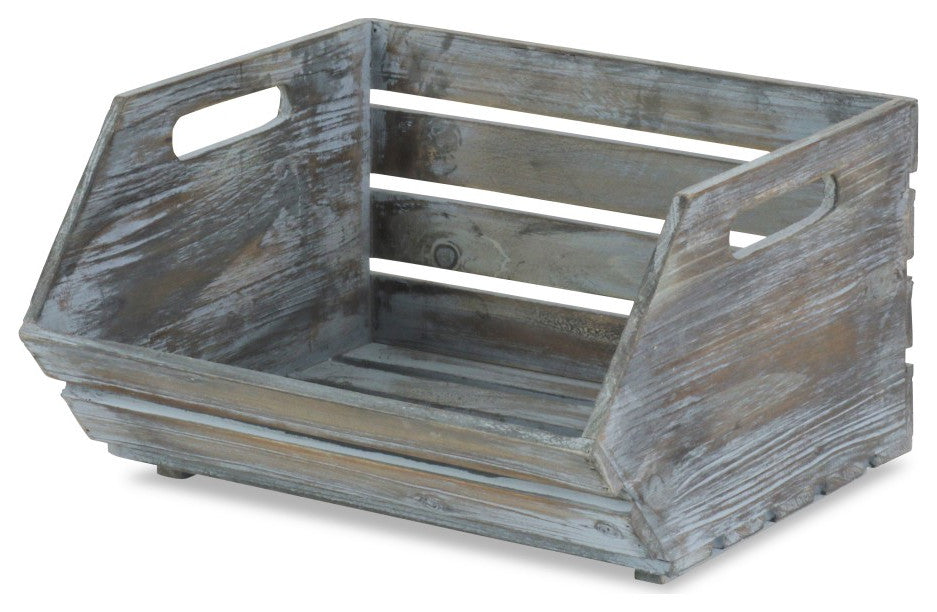 Distressed Gray Wooden Storage Box